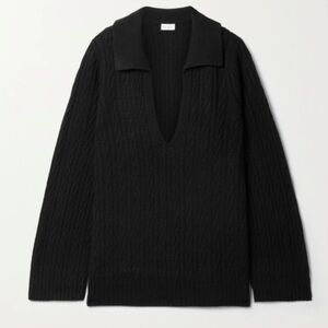 LESET ‘Zoe’ Black Cable-Knit Sweater